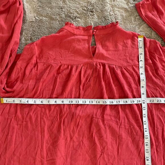 Torrid Women's Coral Boho Embroidered Ruffle‎ Trim Blouse Size 2X Relaxed Career - Picture 11 of 15